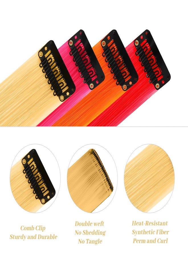 YaFex 12 Pcs Clip in Hair Extensions, 22 Inch Colored Hair Extensions Party Highlights Long Straight Synthetic Hairpieces for Women (Off White) - Image 4